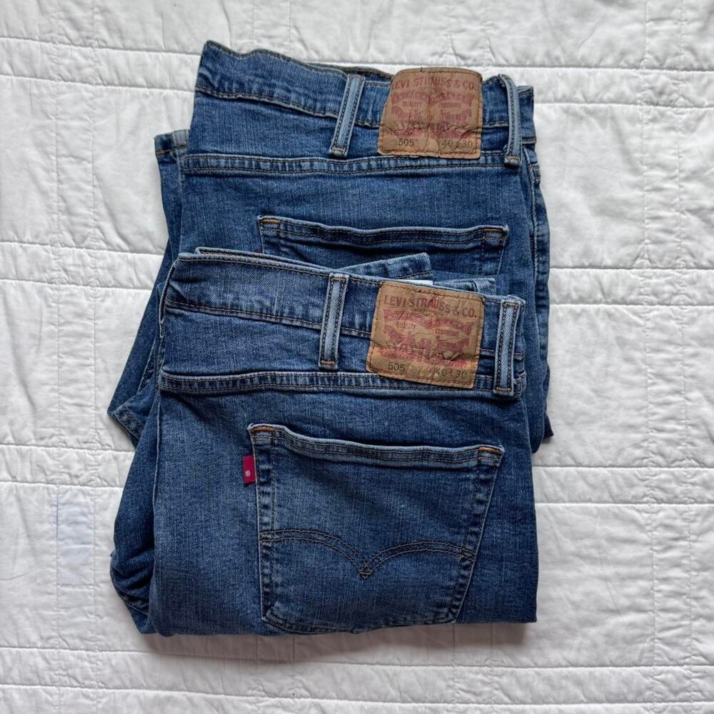 Levis 505 jeans lot mens 40x30 blue classic stretch straight leg regular fit